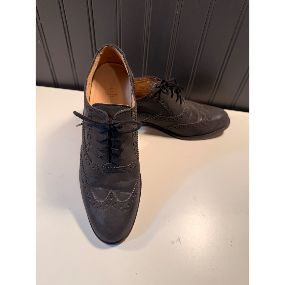Cole Haan Womens Black Wingtip Oxford Brogue Shoes Size 7.5 B D39038